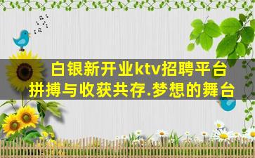 白银新开业ktv招聘平台拼搏与收获共存.梦想的舞台